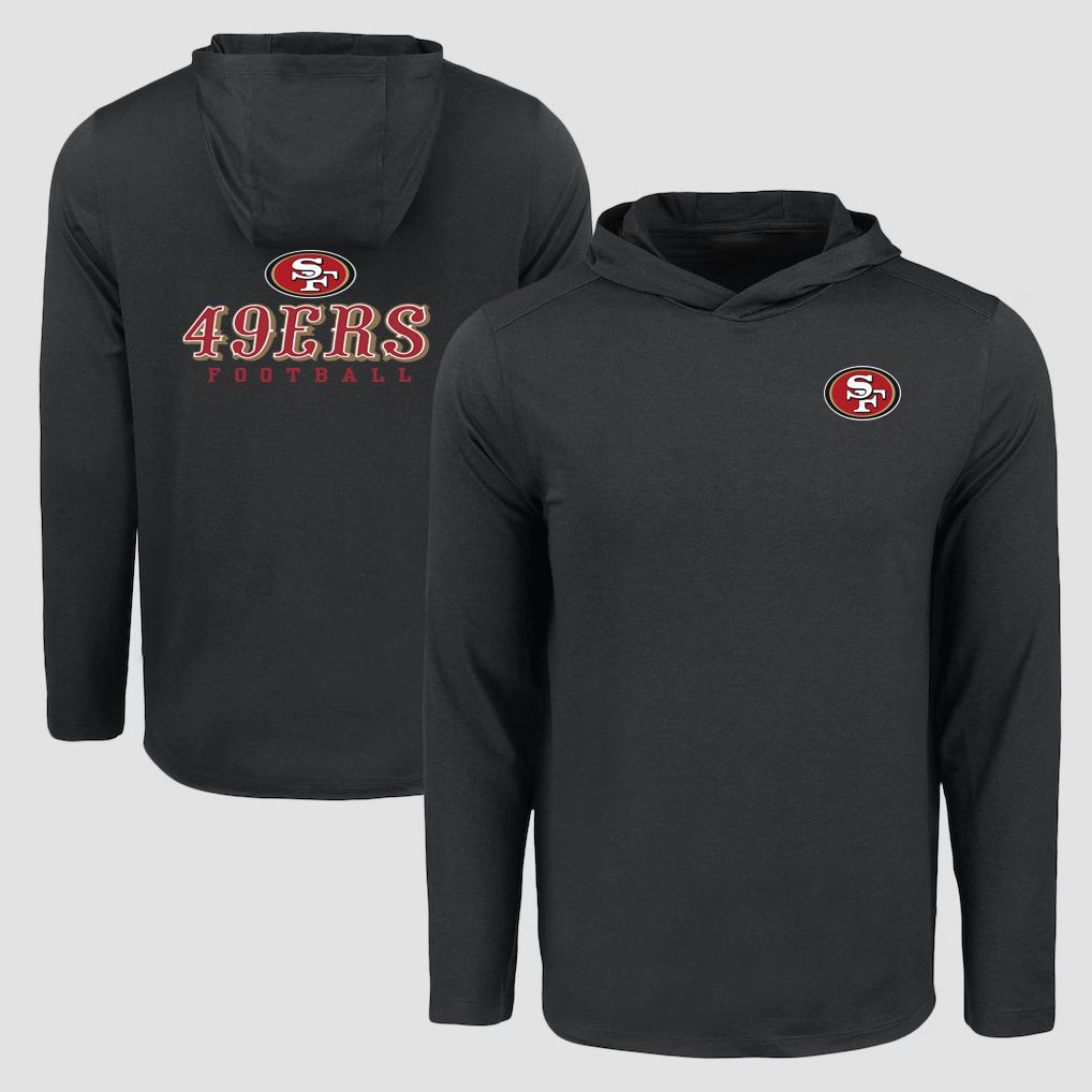 Men 2026 NFL San Francisco 49ers Hooded long sleeved T-shirt black 05